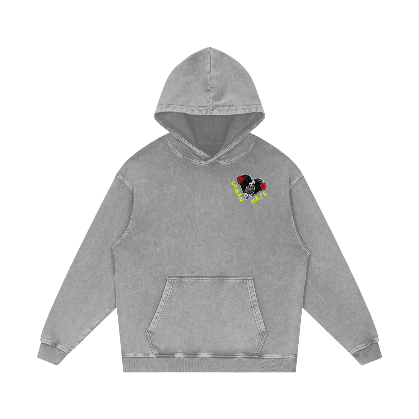 “URBAN HAZE” Vintage "Night Crawlers" Skeleton Snow Washed Loose Cotton Hoodie