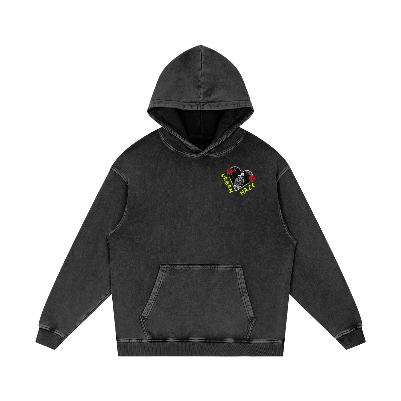 “URBAN HAZE” Vintage "Night Crawlers" Skeleton Snow Washed Loose Cotton Hoodie