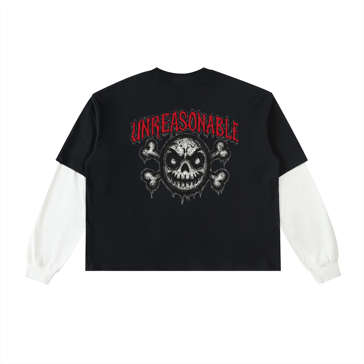 URBAN HAZE “Unreasonable” Layered Contrast Sleeve Cotton T-Shirt