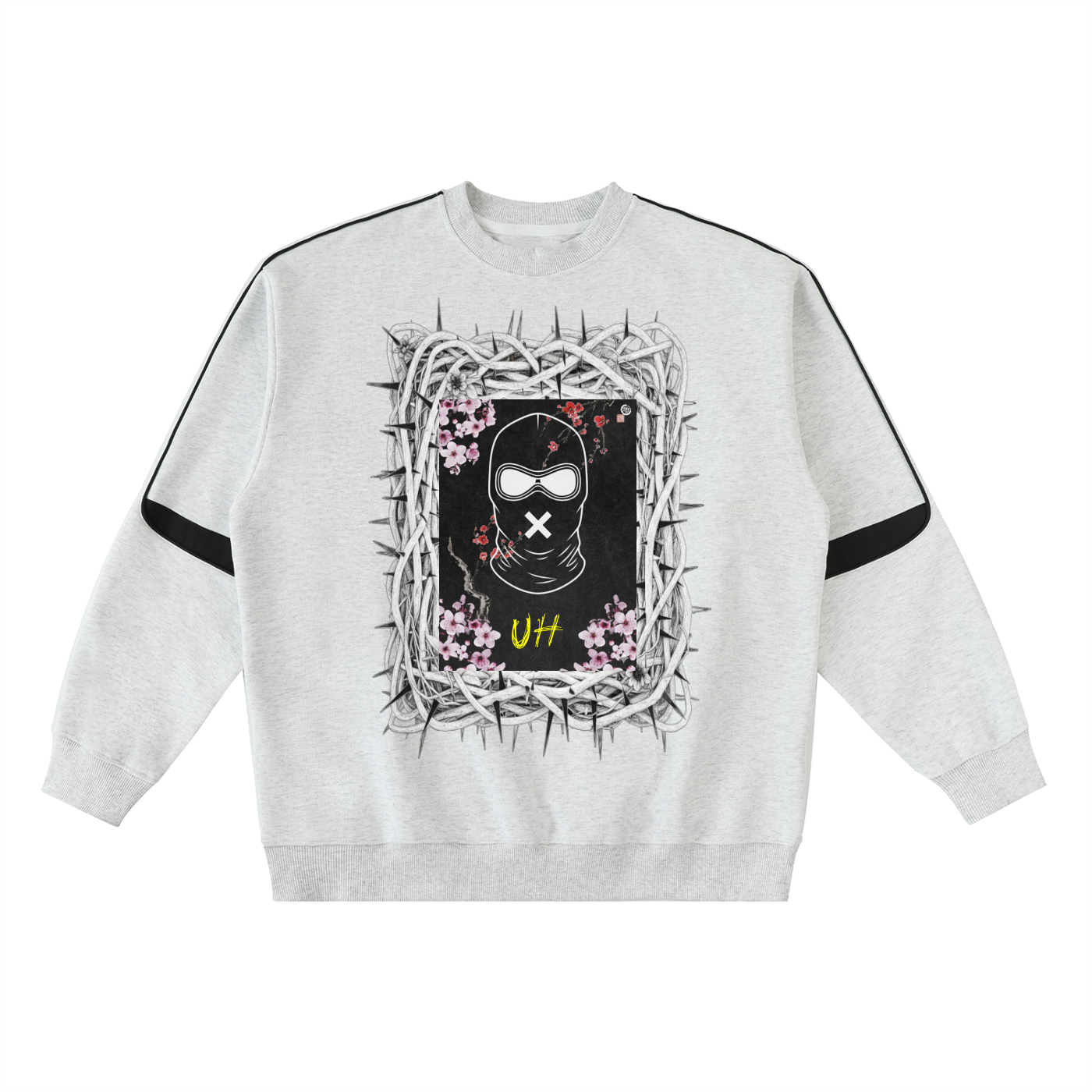 "Urban Haze" Streetwear Graphic Oversized Crewneck Taped Sweatshirt