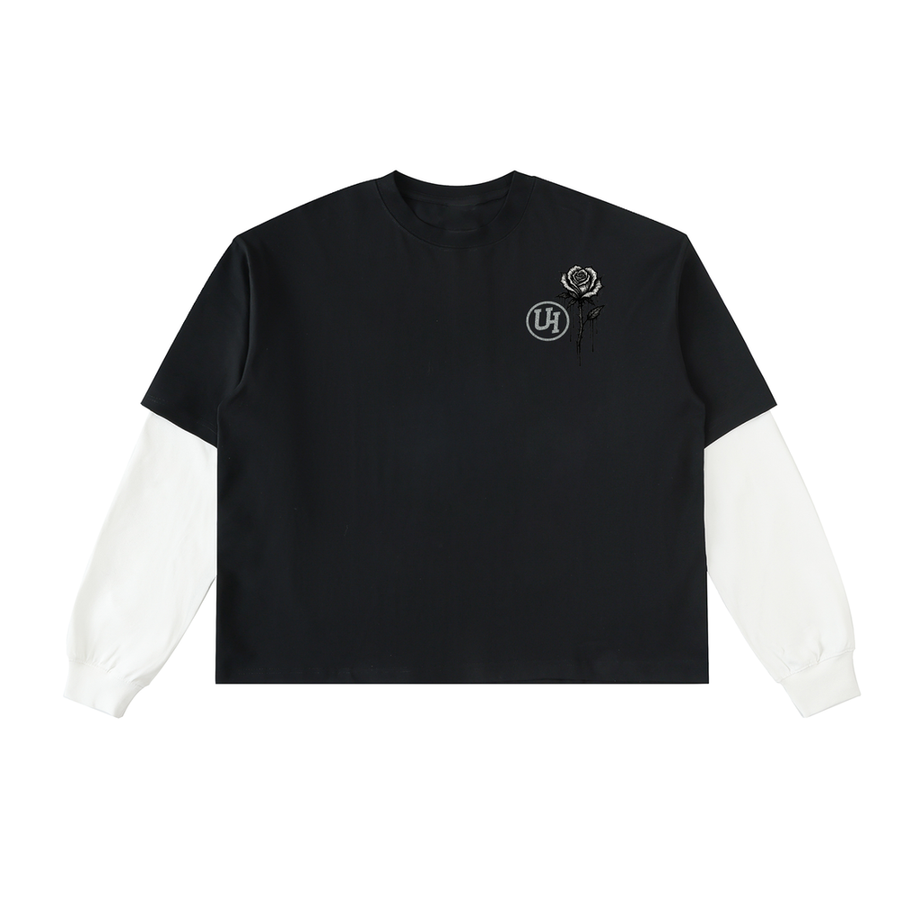 URBAN HAZE “Unreasonable” Layered Contrast Sleeve Cotton T-Shirt