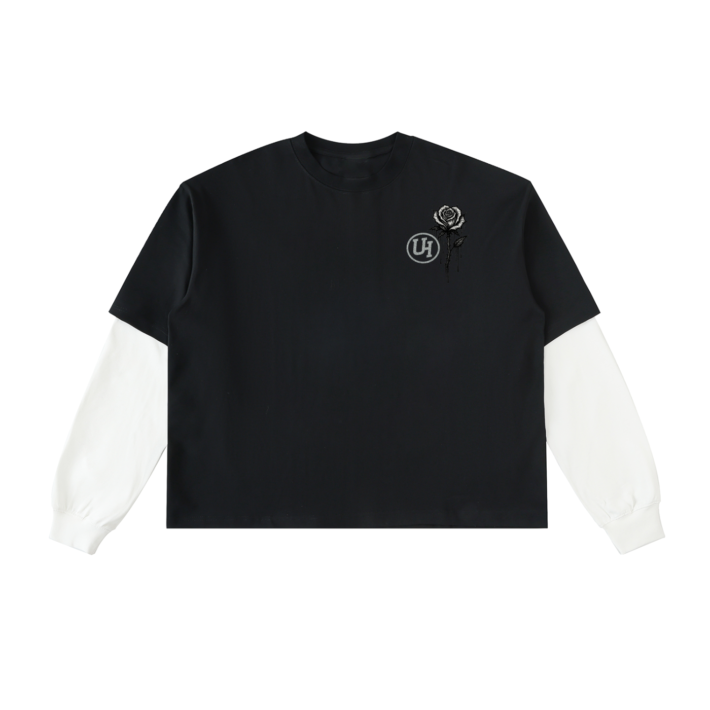 URBAN HAZE “Unreasonable” Layered Contrast Sleeve Cotton T-Shirt
