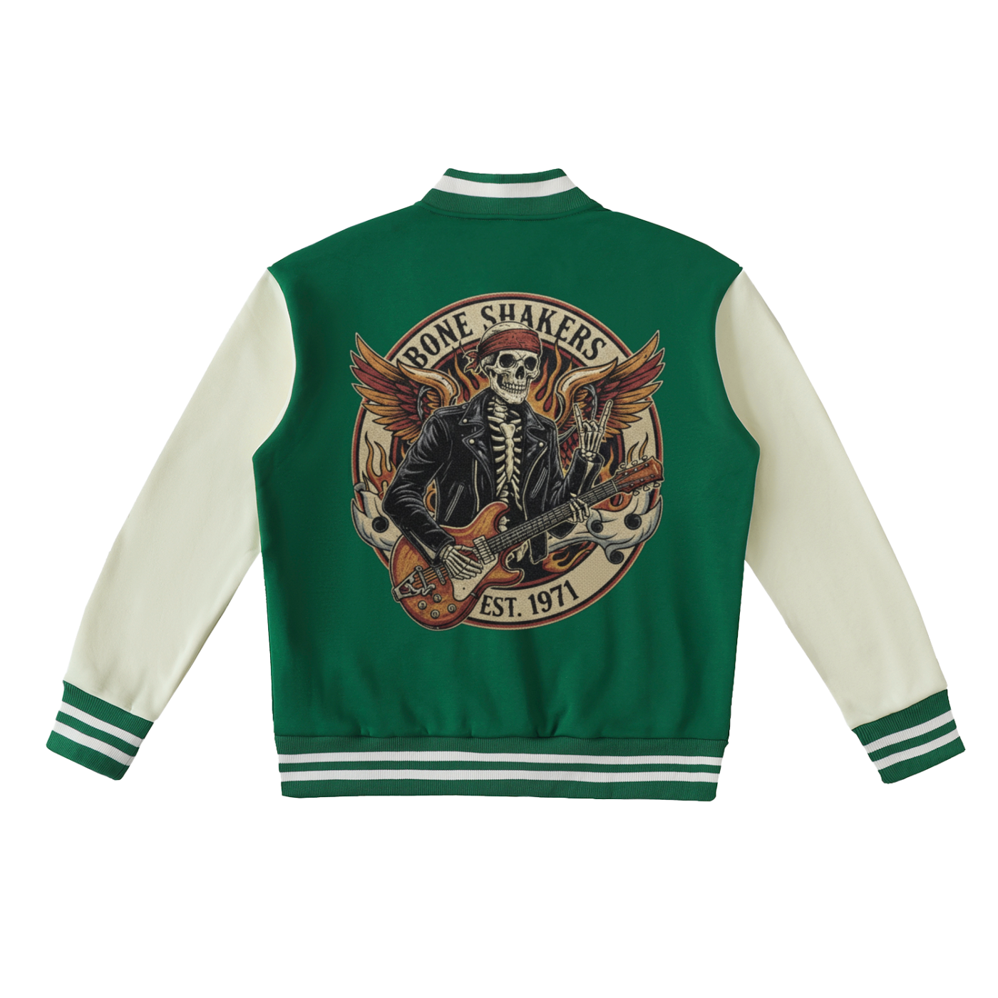 “URBAN HAZE” Bone Shakers Two-Tone Fleeced Varsity Jacket