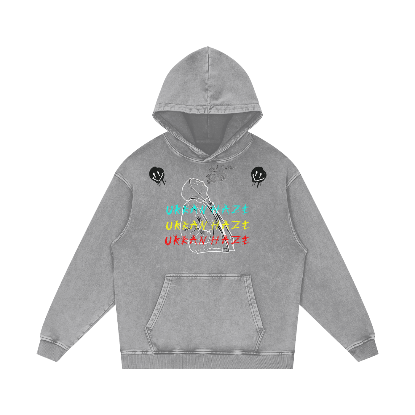 "Urban Haze" Ski Mask Snow Washed Loose Cotton Hoodie