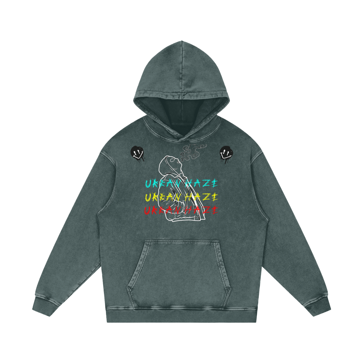 "Urban Haze" Ski Mask Snow Washed Loose Cotton Hoodie