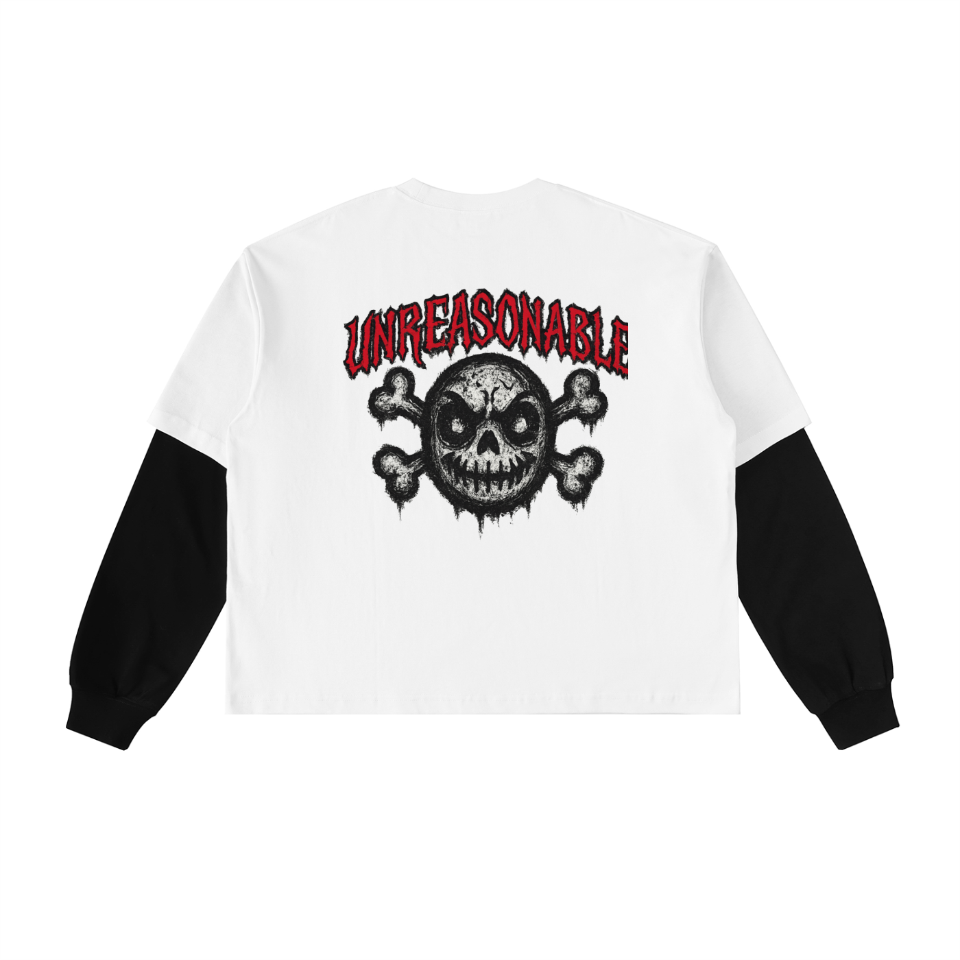 URBAN HAZE “Unreasonable” Layered Contrast Sleeve Cotton T-Shirt