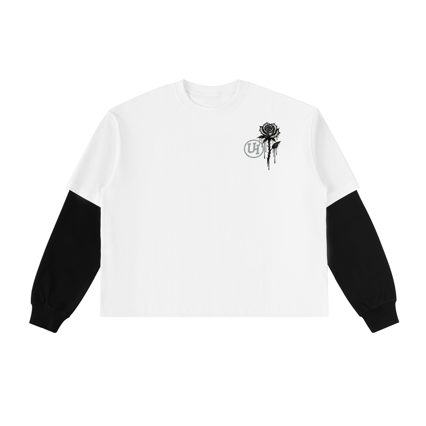 URBAN HAZE “Unreasonable” Layered Contrast Sleeve Cotton T-Shirt