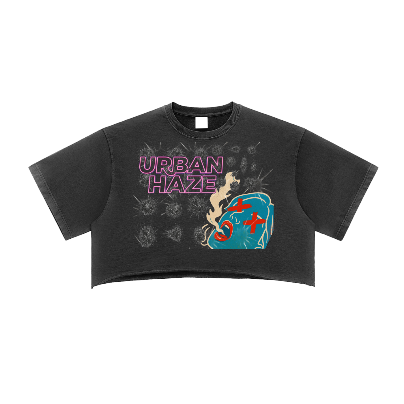 URBAN HAZE “Smoked Out” Snow Washed Raw Edge Crop Top