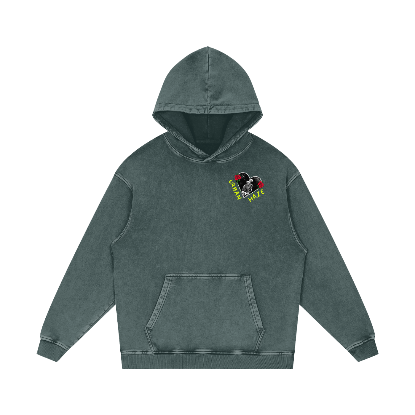 “URBAN HAZE” Vintage "Night Crawlers" Skeleton Snow Washed Loose Cotton Hoodie