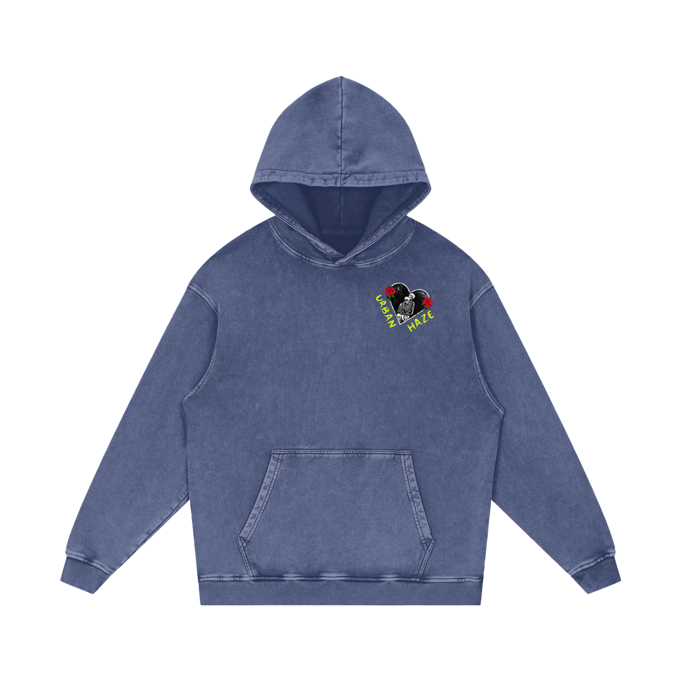 “URBAN HAZE” Vintage "Night Crawlers" Skeleton Snow Washed Loose Cotton Hoodie