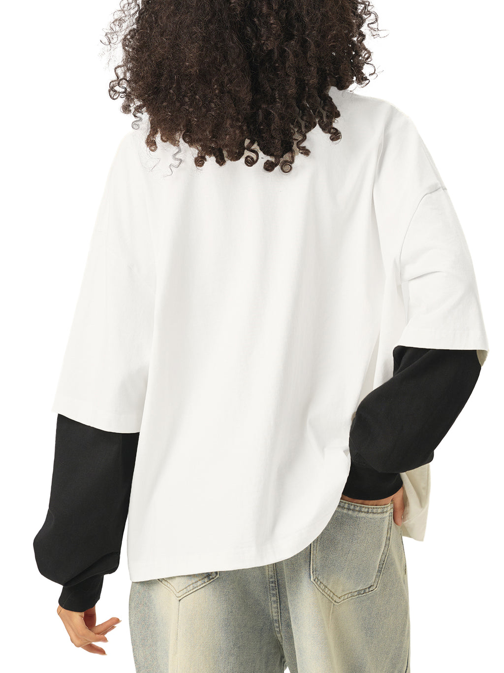 URBAN HAZE “Unreasonable” Layered Contrast Sleeve Cotton T-Shirt