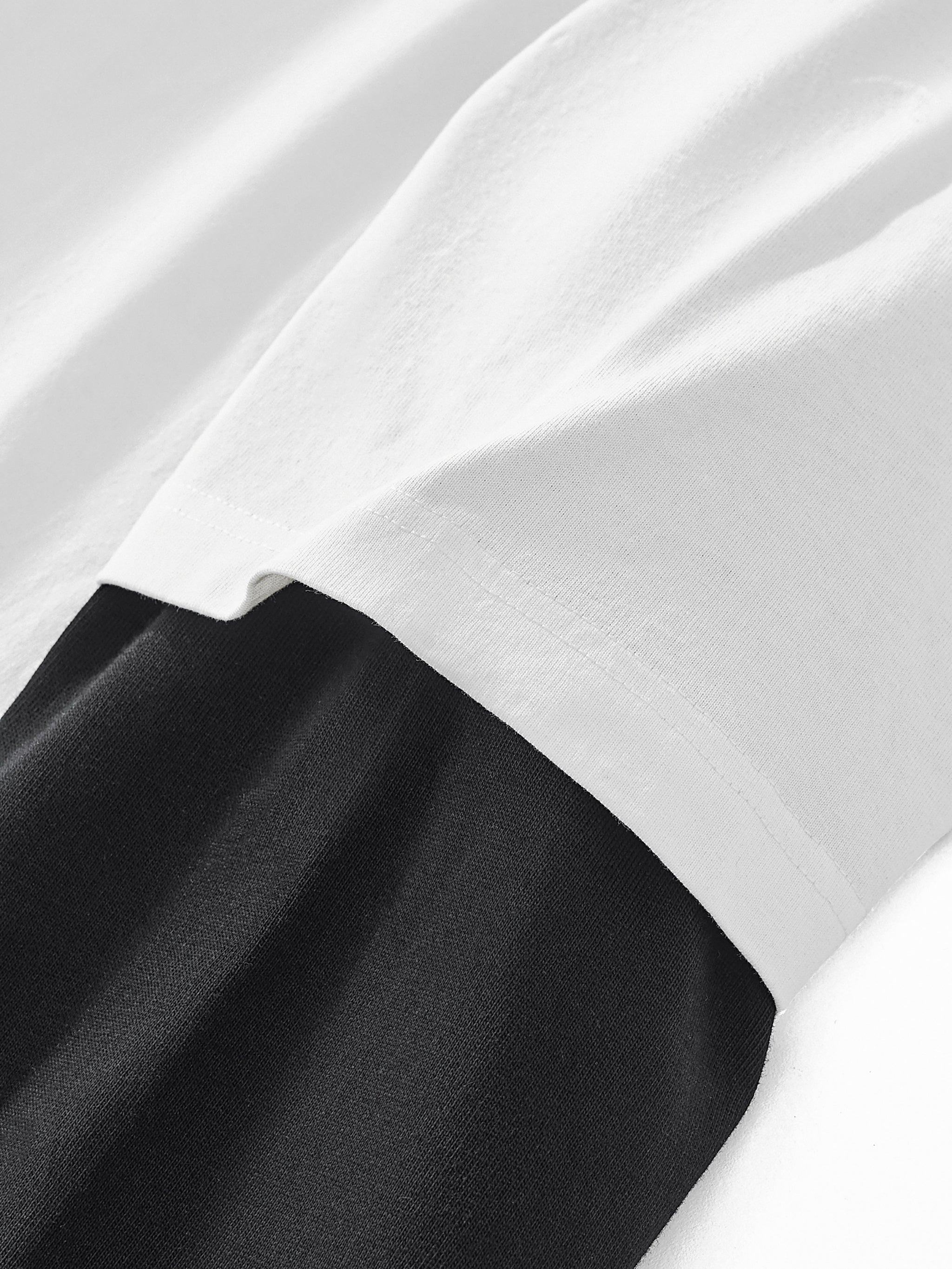 URBAN HAZE “Unreasonable” Layered Contrast Sleeve Cotton T-Shirt